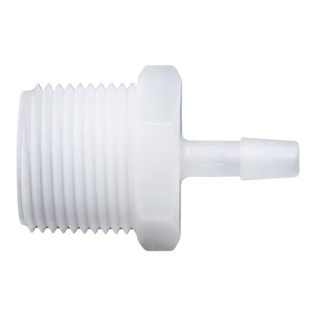 Cole Parmer Threaded to Hose Barb Fitting, Straight Adap, Natrl Kynar, Cleanroom, 3/4in NPTMx1/4in ID; 10PK A12-4NK7-QC